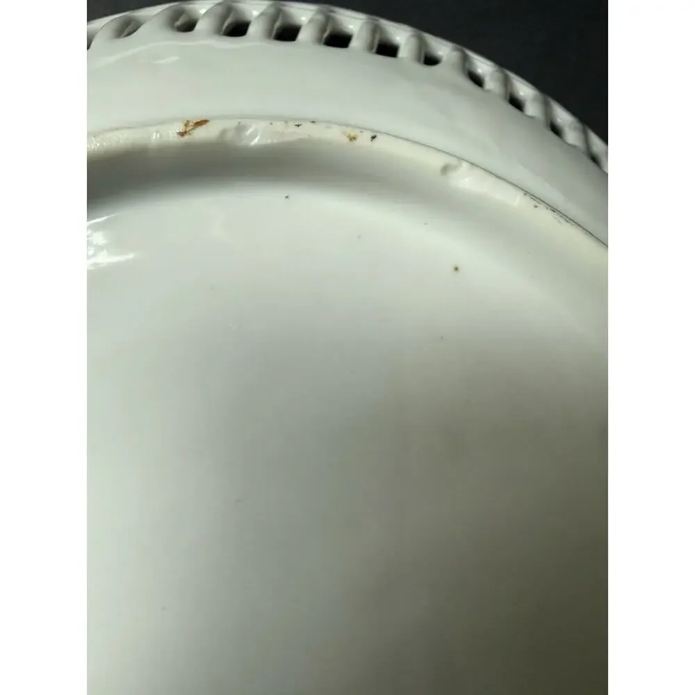 Vtg Schumann Bavaria Chateau Dresden Heron Reticulated Porcelain Plate 7.5”